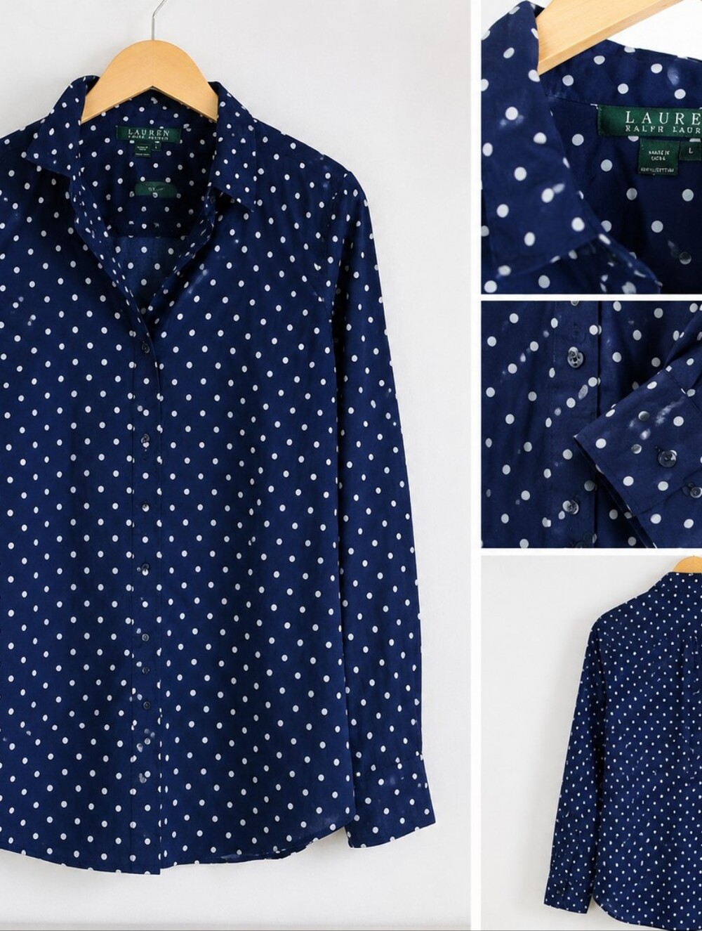 Lauren Ralph Lauren Navy Polka Dot Skirt